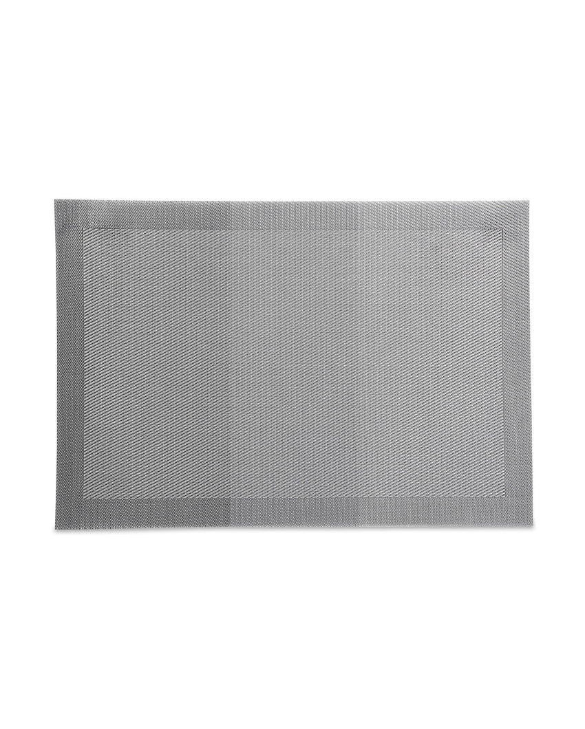 Silver PVC Heat Resistant Table Placemats | Set of 6 | 12 x 18 inches