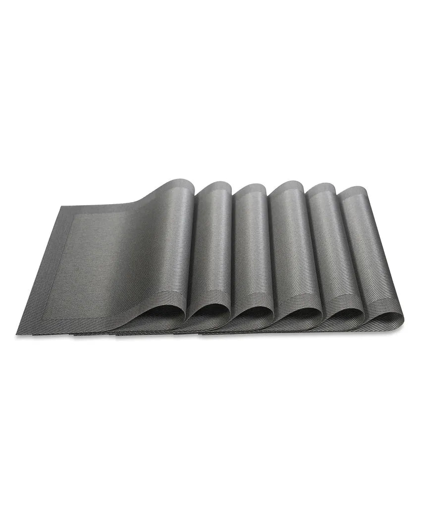 Silver PVC Heat Resistant Table Placemats | Set of 6 | 12 x 18 inches