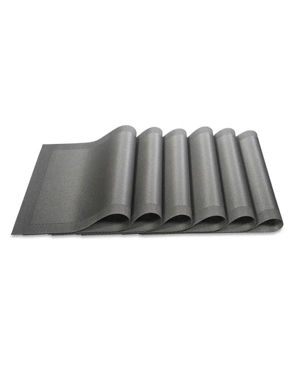 Silver PVC Heat Resistant Table Placemats | Set of 6 | 12 x 18 inches