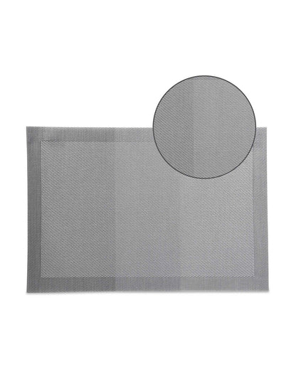 Silver PVC Heat Resistant Table Placemats | Set of 6 | 12 x 18 inches