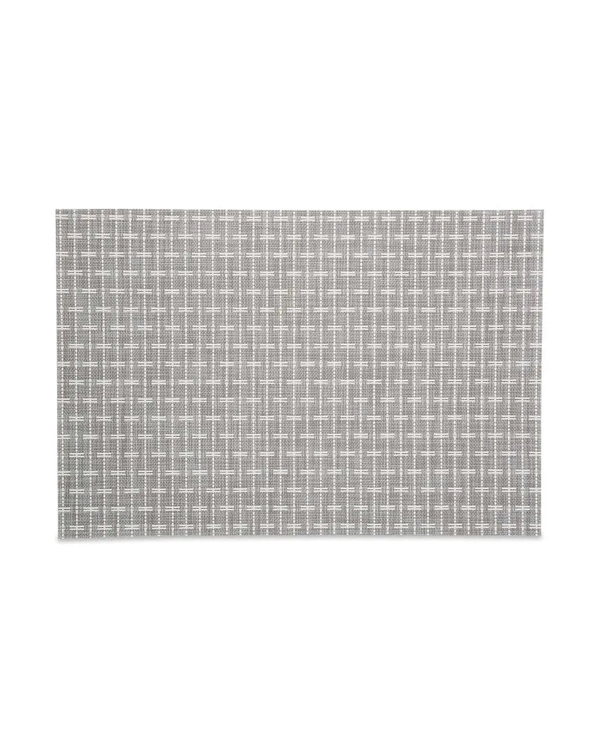 Beige And White PVC Heat Resistant Table Placemats | Set of 6 | 12 x 18 inches