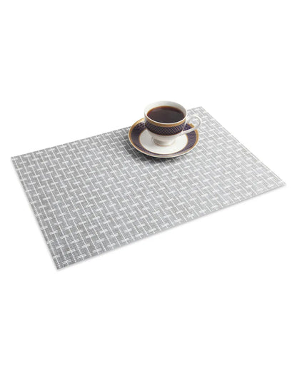 Beige And White PVC Heat Resistant Table Placemats | Set of 6 | 12 x 18 inches