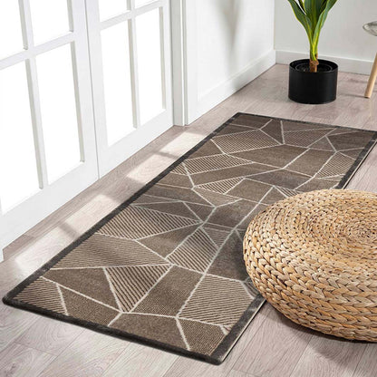 Stylish Geometric Bedside Beige Polyester Floor Runner