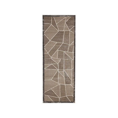 Stylish Geometric Bedside Beige Polyester Floor Runner