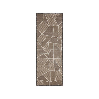 Stylish Geometric Bedside Beige Polyester Floor Runner