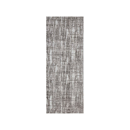 Classic Abstract Bedside White and Brown Polyester Floor Runner