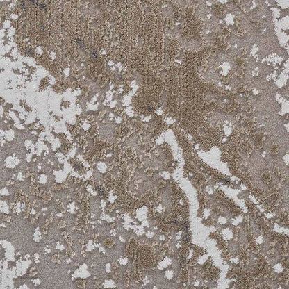 Chic Abstract Bedside Cream and Brown Polyester Floor Runner | 5 x 2.5 Feet