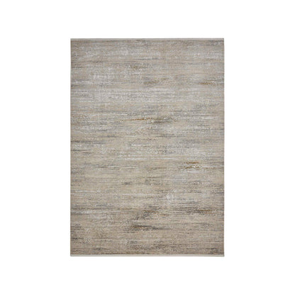 Elegant Abstract Bedside Grey and Cream Polyester Floor Runner | 5 x 2.5 Feet