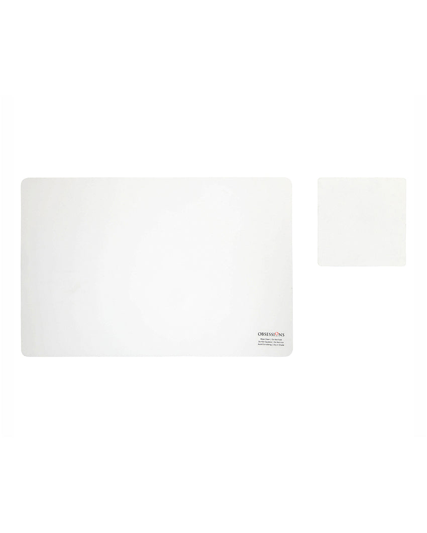 White Polypropylene Printed Table Placemats With Coasters | Set of 6 | 12 x 18 inches