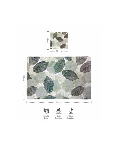 Olive Polypropylene Printed Table Placemats With Coasters | Set of 6 | 12 x 18 inches