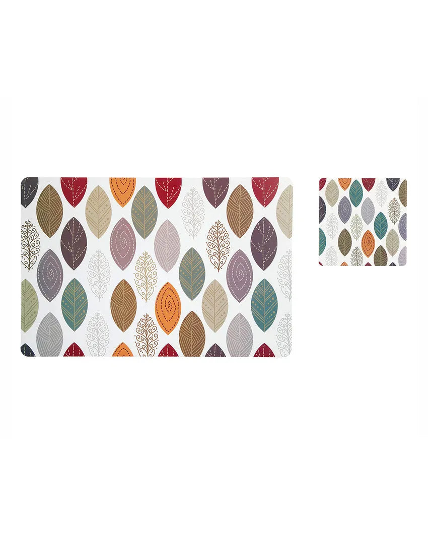 Multi Polypropylene Printed Table Placemats With Coasters | Set of 6 | 12 x 18 inches