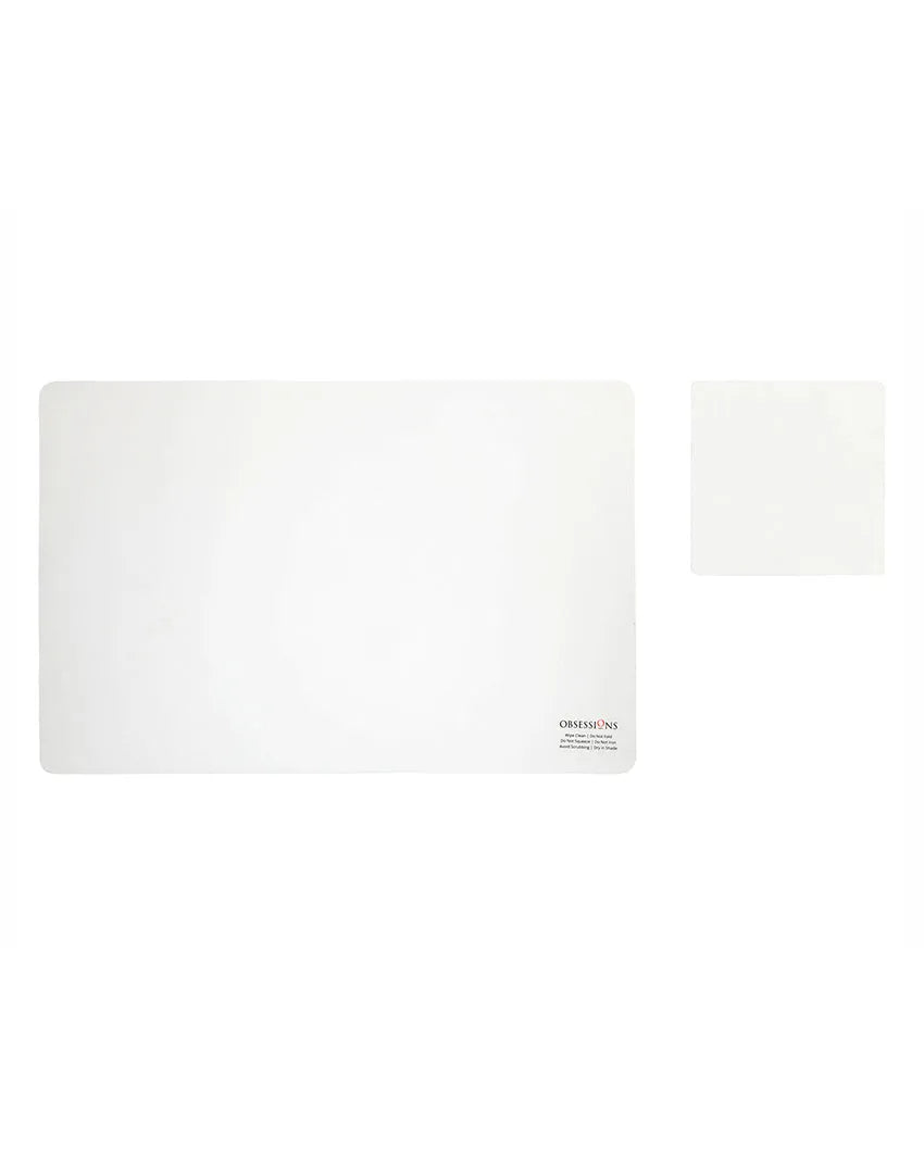 Cream and Grey Polypropylene Printed Table Placemats With Coasters | Set of 6 | 12 x 18 inches