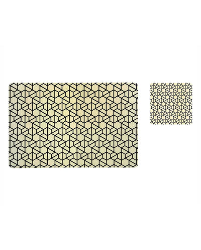 Black and Cream Polypropylene Printed Table Placemats With Coasters | Set of 6 | 12 x 18 inches