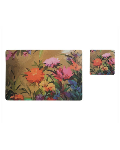 Multi Polypropylene Printed Table Placemats With Coasters | Set of 6 | 12 x 18 inches