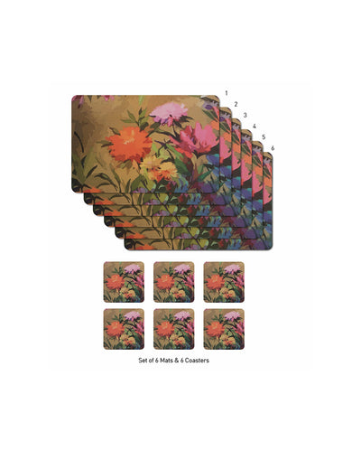 Multi Polypropylene Printed Table Placemats With Coasters | 12 Pieces