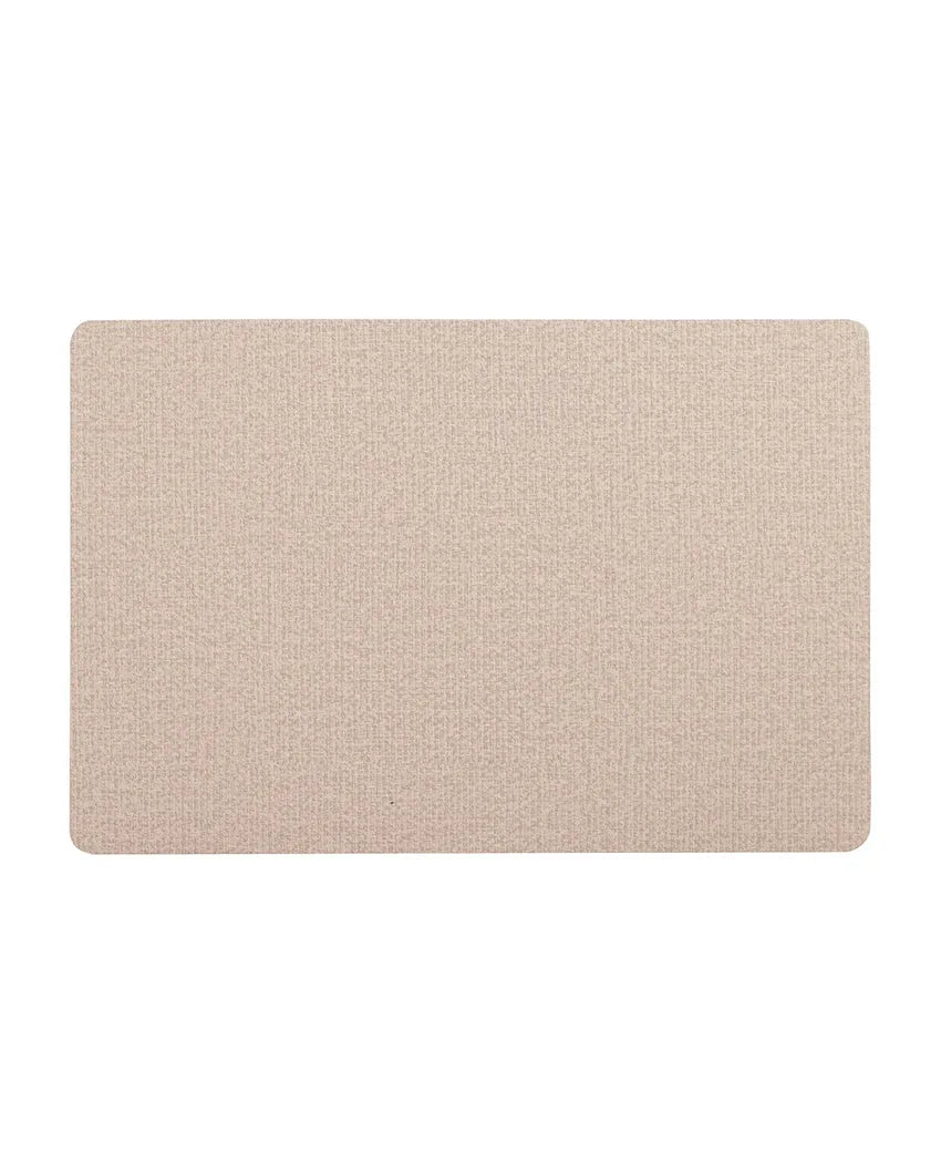 Beige PVC Solid Table Placemats | Set of 6 | 12 x 18 inches