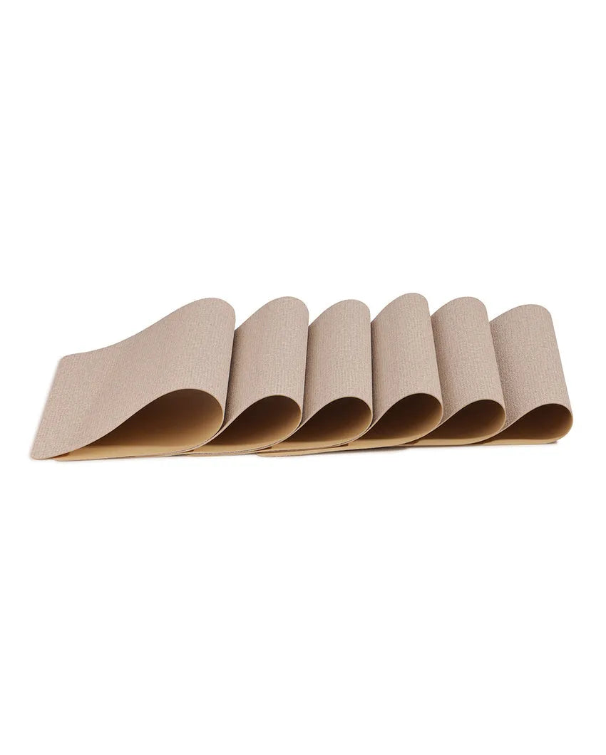 Beige PVC Solid Table Placemats | Set of 6 | 12 x 18 inches