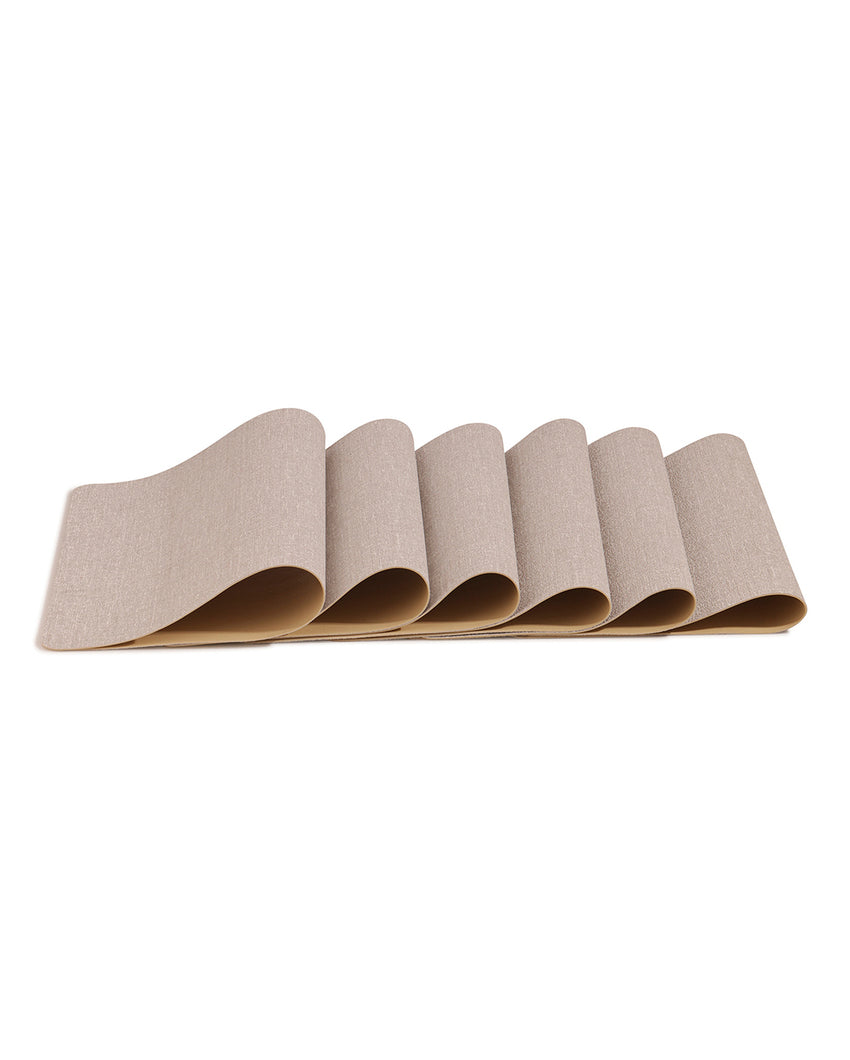 Light Beige PVC Solid Table Placemats | Set of 6 | 12 x 18 inches