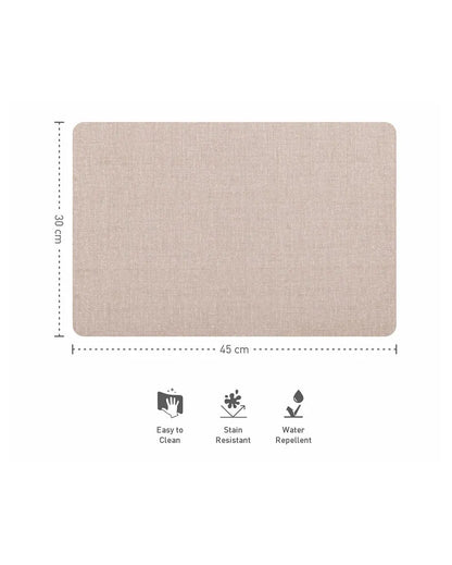 Light Beige PVC Solid Table Placemats | Set of 6 | 12 x 18 inches