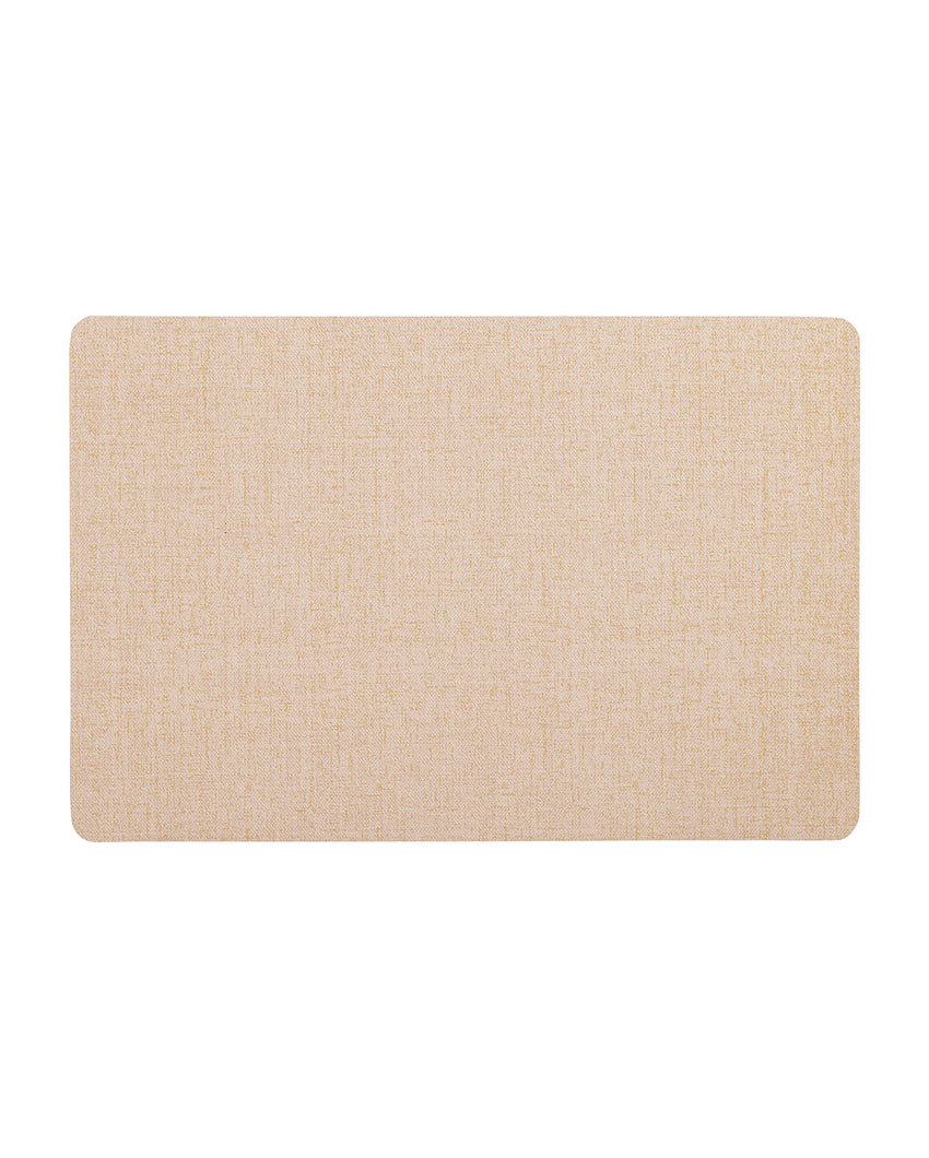 Gold and Beige PVC Solid Table Placemats | Set of 6 | 12 x 18 inches