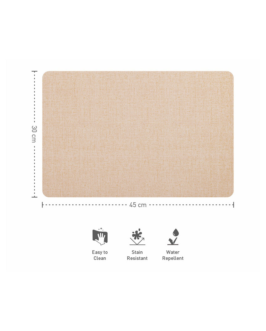 Gold and Beige PVC Solid Table Placemats | Set of 6 | 12 x 18 inches