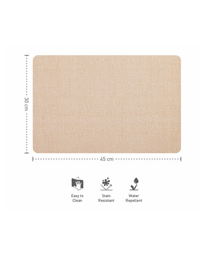 Gold and Beige PVC Solid Table Placemats | Set of 6 | 12 x 18 inches