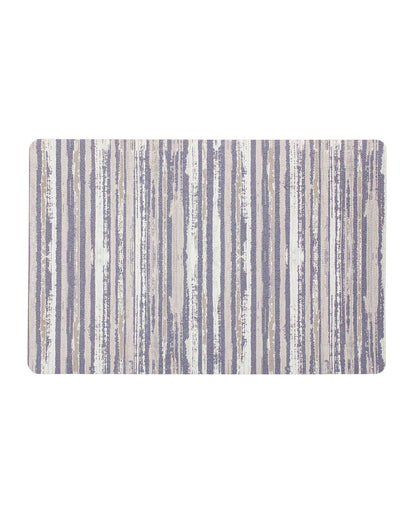 Grey and Cream PVC Striped Table Placemats | Set of 6 | 12 x 18 inches