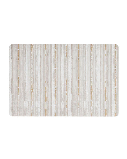 Cream and Beige PVC Striped Table Placemats | Set of 6 | 12 x 18 inches