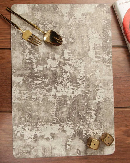 Grey PVC Abstract Table Placemats | Set of 6 | 12 x 18 inches