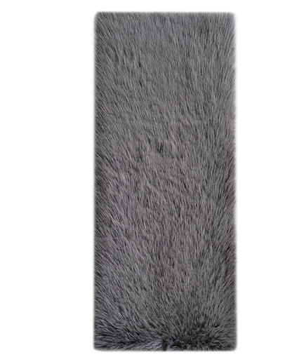 Elegant Charcoal Polyester Solid Bedside Runner | 2 x 5 Feet