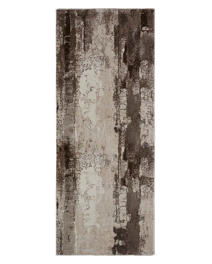 Refined Brown & Cream Polypropylene Abstract Bedside Runner | 2 x 5 Feet