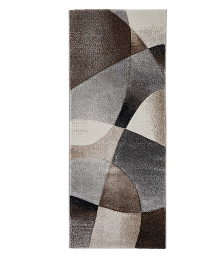 Rich Dark Brown & Grey Polypropylene Abstract Bedside Runner | 2.5 x 5 Feet