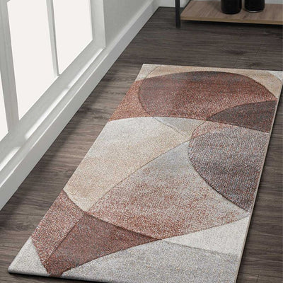 Chic Brown & Beige Polypropylene Abstract Bedside Runner | 2 x 5 Feet