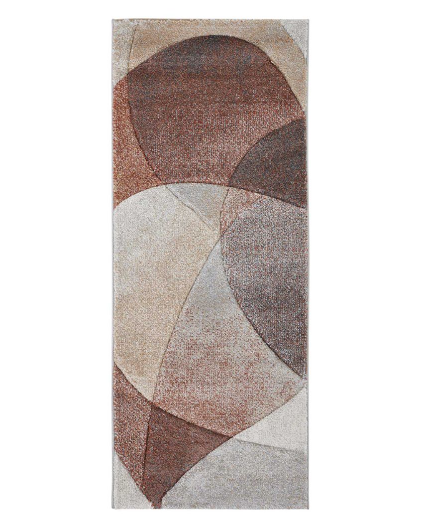 Chic Brown & Beige Polypropylene Abstract Bedside Runner | 2 x 5 Feet