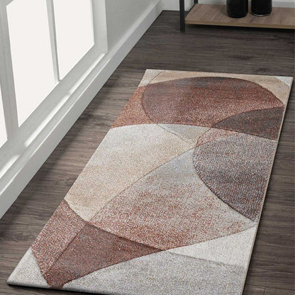 Stylish Brown & Beige Polypropylene Abstract Bedside Runner | 2.5 x 5 Feet