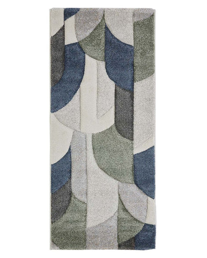 Elegant Olive & Cream Polypropylene Abstract Bedside Runner | 2.5 x 5 Feet