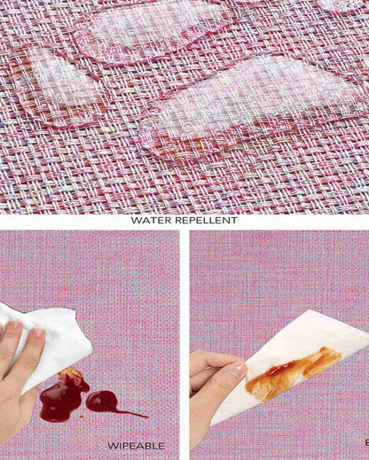 Pink PVC Heat Resistant Table Placemats | Set of 6 | 12 x 18 inches