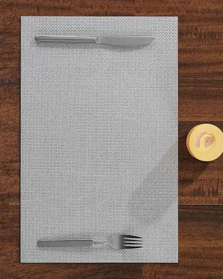 Grey PVC Heat Resistant Table Placemats | Set of 6 | 12 x 18 inches