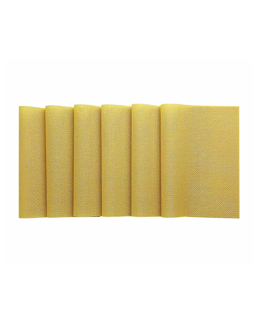 Yellow PVC Heat Resistant Table Placemats | Set of 6 | 12 x 18 inches