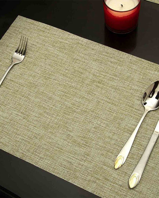 Green PVC Heat Resistant Table Placemats | Set of 6 | 12 x 18 inches