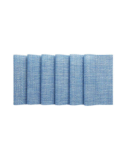 Blue PVC Heat Resistant Table Placemats | Set of 6 | 12 x 18 inches