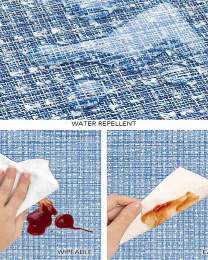 Blue PVC Heat Resistant Table Placemats | Set of 6 | 12 x 18 inches