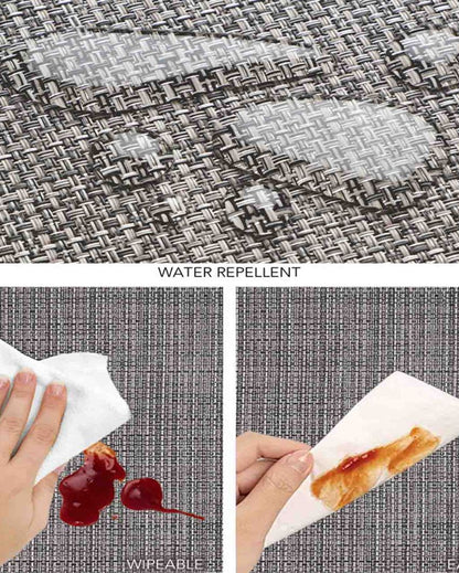 Dark Grey PVC Heat Resistant Table Placemats | Set of 6 | 12 x 18 inches