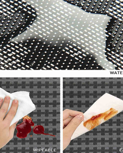 Black and Silver PVC Heat Resistant Table Placemats | Set of 6 | 12 x 18 inches