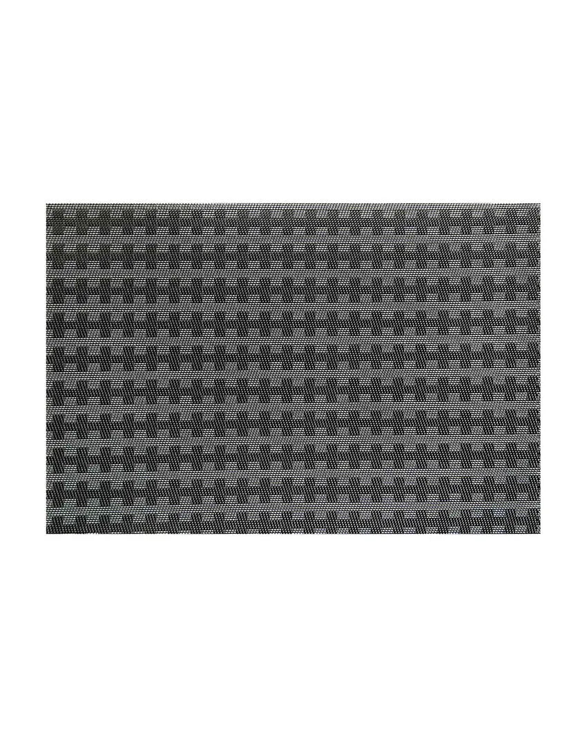 Black and Silver PVC Heat Resistant Table Placemats | Set of 6 | 12 x 18 inches