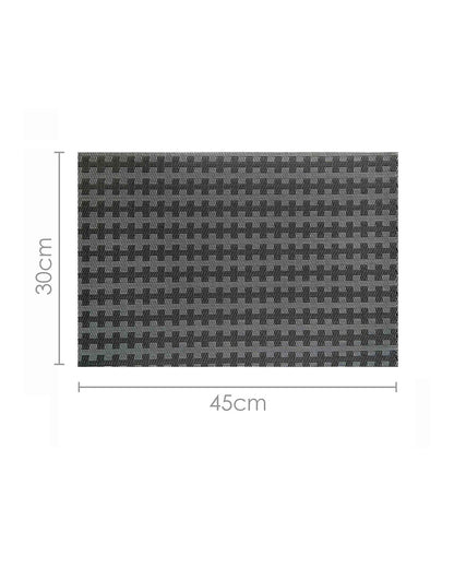 Black and Silver PVC Heat Resistant Table Placemats | Set of 6 | 12 x 18 inches