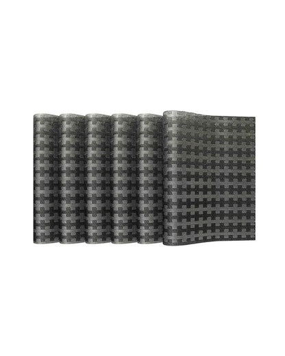 Black and Silver PVC Heat Resistant Table Placemats | Set of 6 | 12 x 18 inches