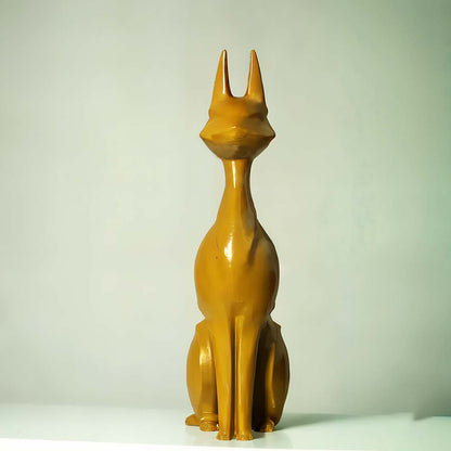 Charming Abstract Yellow Cat Statue Showpiece | 4 x 3 x 11 inches