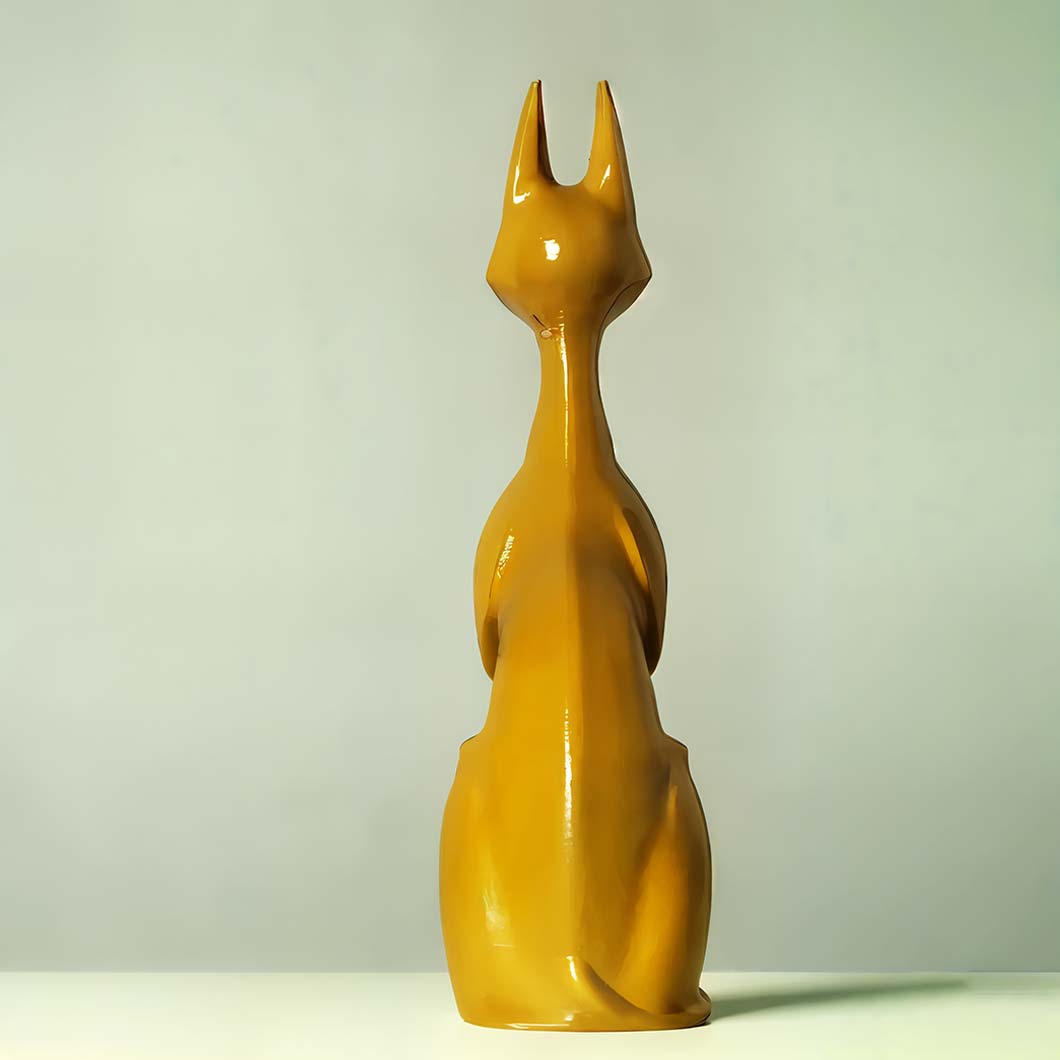 Charming Abstract Yellow Cat Statue Showpiece | 4 x 3 x 11 inches