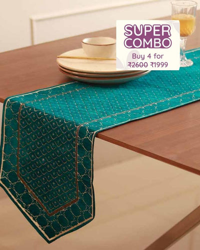 Teal Tranquility Polyester Table Runner | 13X72 inch